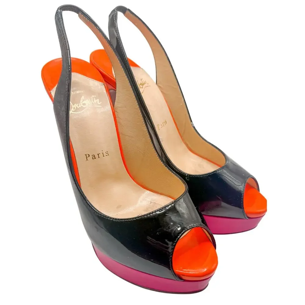 Christian Louboutin Lady Peep Colorblock Slingback heel size 37.5